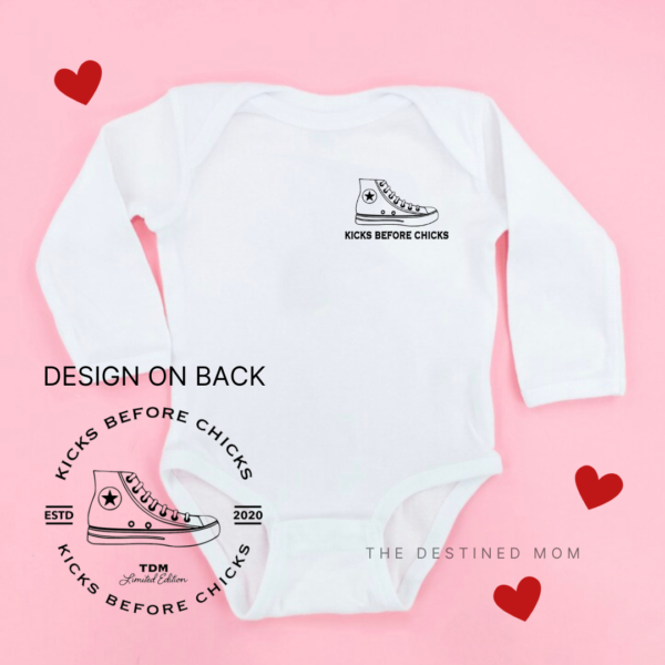 Kicks Before Chicks (Front + Back Design) - Long Sleeve Child Shirt