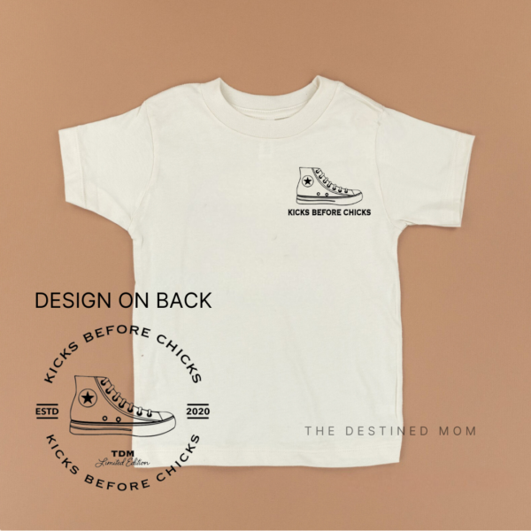 Kicks Before Chicks (Front + Back Design) - Child Shirt - Image 2