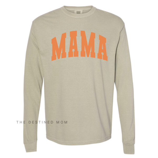 Mama (Varsity Oversized) - Long Sleeve Comfort Colors Tee