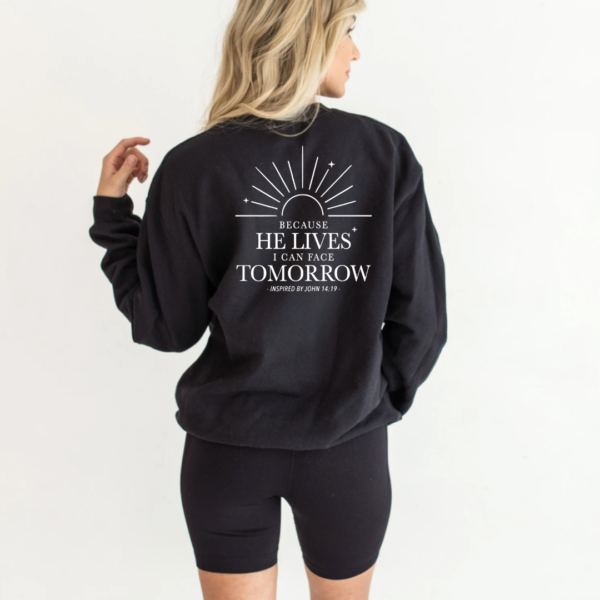 Because He Lives (Front + Back Design) - Unisex Fleece Pullover